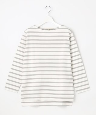 自由区 L 【洗える】コットンボーダー ボートネックカットソー モスグリーン系1