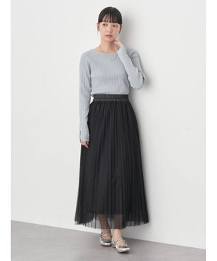 earth music&ecology ランダムリブパールニットプルオーバー Sax