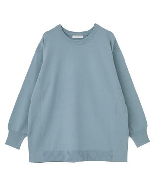 Green Parks もちやわサイドリブニットチュニック Blue