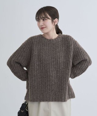 Green Parks ざっくりローゲージニットプルオーバー Brown