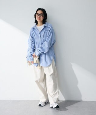 Green Parks 【WEB限定】ドロストシャーリングウエストタックシャツⅡ Blue