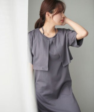 Feroux 【セットアイテム】カットレイヤード ワンピース グレー系