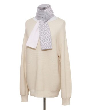 MOONBAT mila schon (ミラ・ショーン) カシミヤ100％ ジャガードプチマフラー リバーシブル グレー