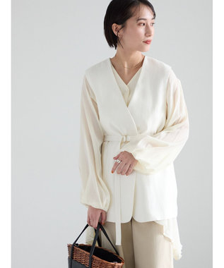 Te chichi シャイニーノーカラージレ(セットアップ可) オフホワイト