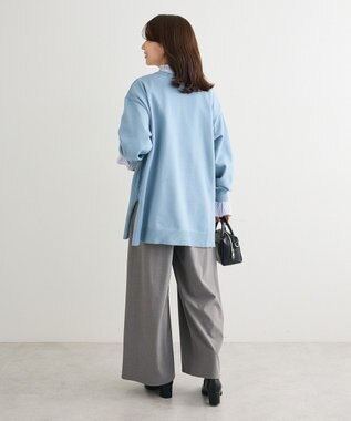 Green Parks もちやわサイドリブニットチュニック Blue