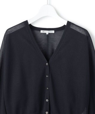 23区 L 【先行予約/WEB&一部店舗限定カラーあり】シャイニーシアー ドルマンスリーブ カーディガン [WEB&一部店舗限定]ネイビー系