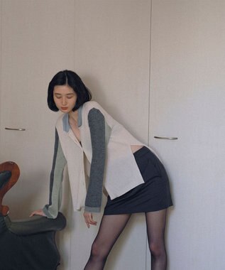 TRICOTE バイカラーニットシャツ 80IVORY