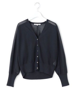 23区 L 【先行予約/WEB&一部店舗限定カラーあり】シャイニーシアー ドルマンスリーブ カーディガン [WEB&一部店舗限定]ネイビー系