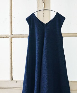 組曲 ファンシーツイード Vネックジャンスカ ネイビー系