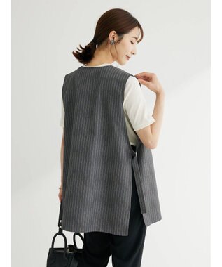 Green Parks アソート柄薄手ベスト Stripe Gray