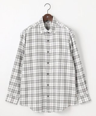 JOSEPH ABBOUD 【キングサイズ・柔らか/暖かい】ファインブラッシュド ネル チェック シャツ ライトグレー系4