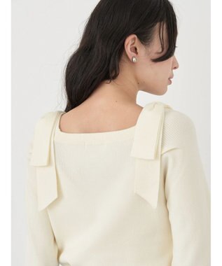earth music&ecology 肩リボンニットプルオーバー Ivory