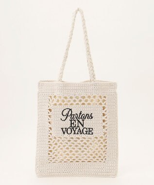 組曲 レタリングクロッシェトート バッグ アイボリー系