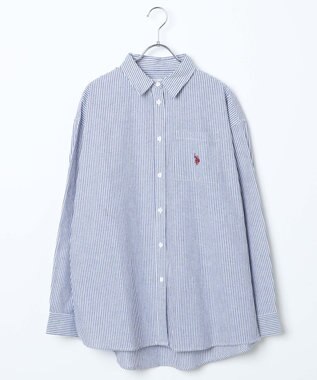 WEGO 【25年秋新色登場★】U.S. POLO ASSN.別注ロングスリーブシャツ ブルーストライプ