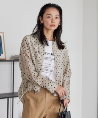 AMERICAN HOLIC ドットドロストシャツ Pink Beige