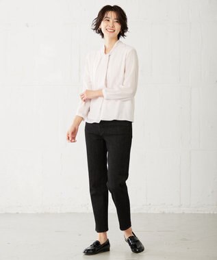 J.PRESS LADIES S カチオンストライプ ボウタイ カットソー ピンク系1
