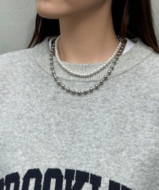 Phoebe マルチwayメタルボール×パールネックレス シルバー