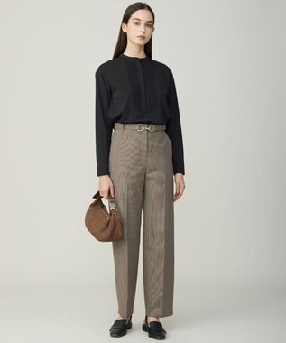 ICB L イージージョーゼット ピンタックカットソー ブラック