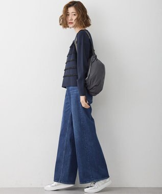 23区 L 【WEB&一部店舗限定/滝沢眞規子さん着用】フリルボーダー ニット ネイビー系