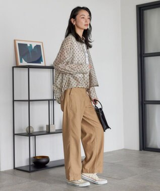 AMERICAN HOLIC ドットドロストシャツ Pink Beige