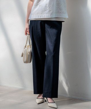 リネンレーヨンストレッチ ワイドパンツ