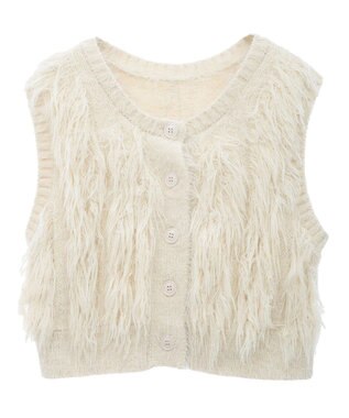 Green Parks フェザーニットベスト Off White