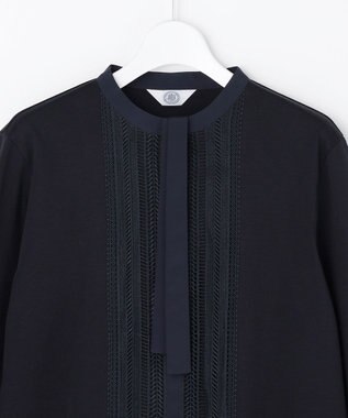 J.PRESS LADIES S レースコンビ ボウタイ カットソー ネイビー系