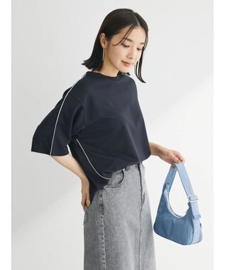 Green Parks ライン使いポンチカットプルオーバー Black