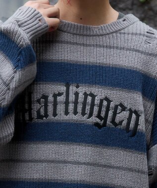 WEGO 【ユニセックス着用ITEM】アゼアミボーダーニットプルオーバー グレーボーダー