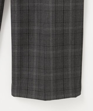 自由区 TRギャバ裏起毛チェック柄ワイド パンツ チャコール系チェック