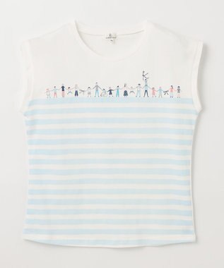 組曲 KIDS 【150-160㎝】【UVケア】グリーンバンド Tシャツ ブルー系1