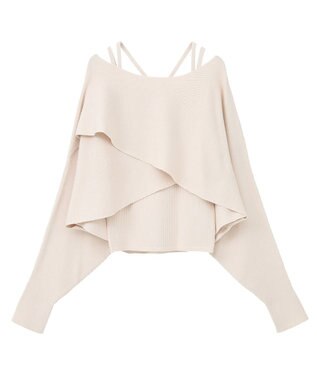 earth music&ecology 【2WAY】【洗濯機洗い可】SET2点クロスニット＋キャミソール Ivory