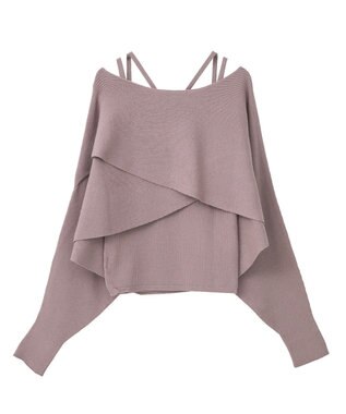 earth music&ecology 【2WAY】【洗濯機洗い可】SET2点クロスニット＋キャミソール Mocha