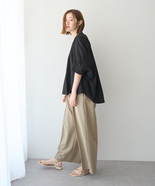 YECCA VECCA バック刺繍バンドカラーシャツ Black