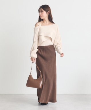 earth music&ecology 【2WAY】【洗濯機洗い可】SET2点クロスニット＋キャミソール Ivory