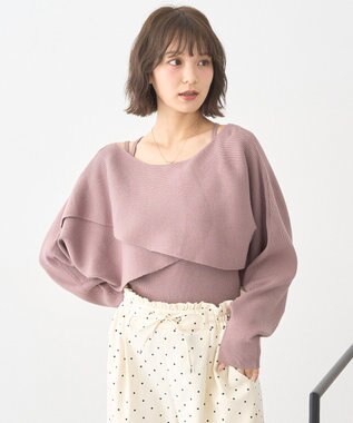 earth music&ecology 【2WAY】【洗濯機洗い可】SET2点クロスニット＋キャミソール Mocha