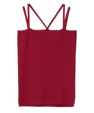 earth music&ecology 【2WAY】【洗濯機洗い可】SET2点クロスニット＋キャミソール Bordeaux