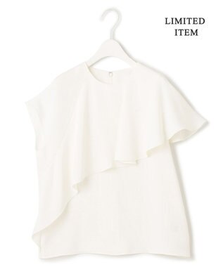 ICB 【接触冷感・UVケア・防シワ・洗える】エステルダブルクロス  ラッフルデザインブラウス オフホワイト系