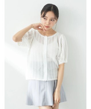 earth music&ecology コンパクトレースカーディガン White