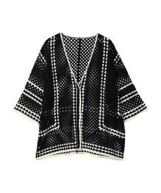 AMERICAN HOLIC クロシェ半袖カーディガン Black