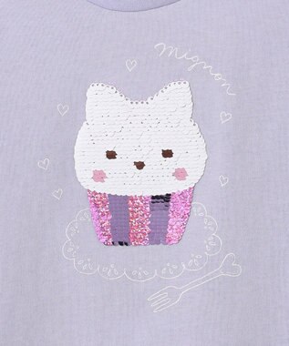 ANY KIDS 【綿100%】ドロップショルダーミラクルスパンコールTシャツ サックスブルー×ケーキ