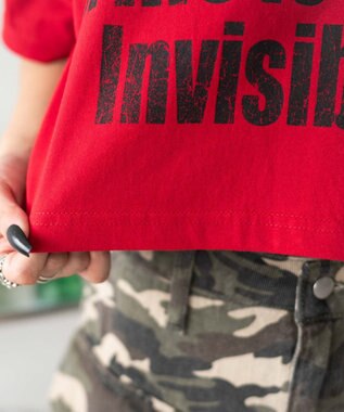 WEGO グラフィックオフショルショートT レッド