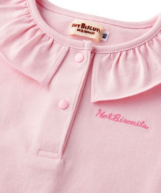 MIKI HOUSE HOT BISCUITS 【70-110cm】 天竺素材 フリル 半袖Tシャツ ピンク