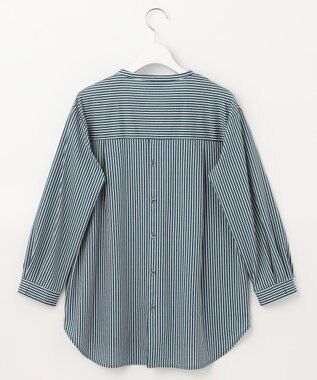 J.PRESS LADIES 【WEB限定】 ピンストライプジャージー バンドカラー カットソー グリーン系1