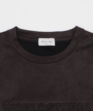 WEGO 【ユニセックス着用ITEM/MLサイズ展開】フェイクスウェードエンボスロゴT（SS） ブラック中濃色