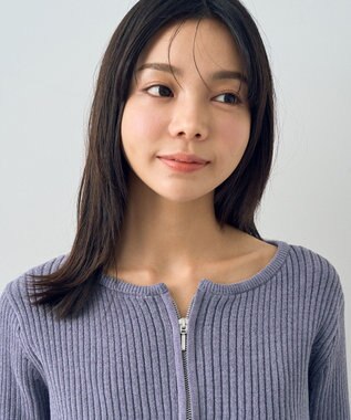 earth music&ecology ミニベロアダブルジップカーディガン Gray