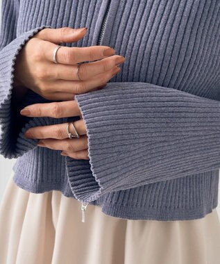 earth music&ecology ミニベロアダブルジップカーディガン Gray