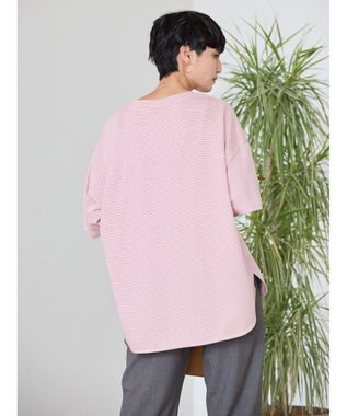 AMERICAN HOLIC 接触冷感裾ラウンドカットプルオーバー Border Pink