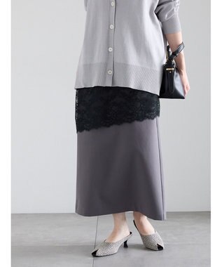 Te chichi 【雑誌掲載アイテム】ダブルクロスイージーナロースカート チャコールグレー