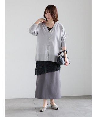 Te chichi 【雑誌掲載アイテム】ダブルクロスイージーナロースカート チャコールグレー